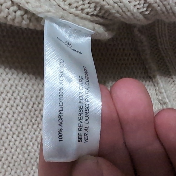Keren Hart Beige Knit Sweater Cardigan Open Front Size Small - Picture 3 of 4